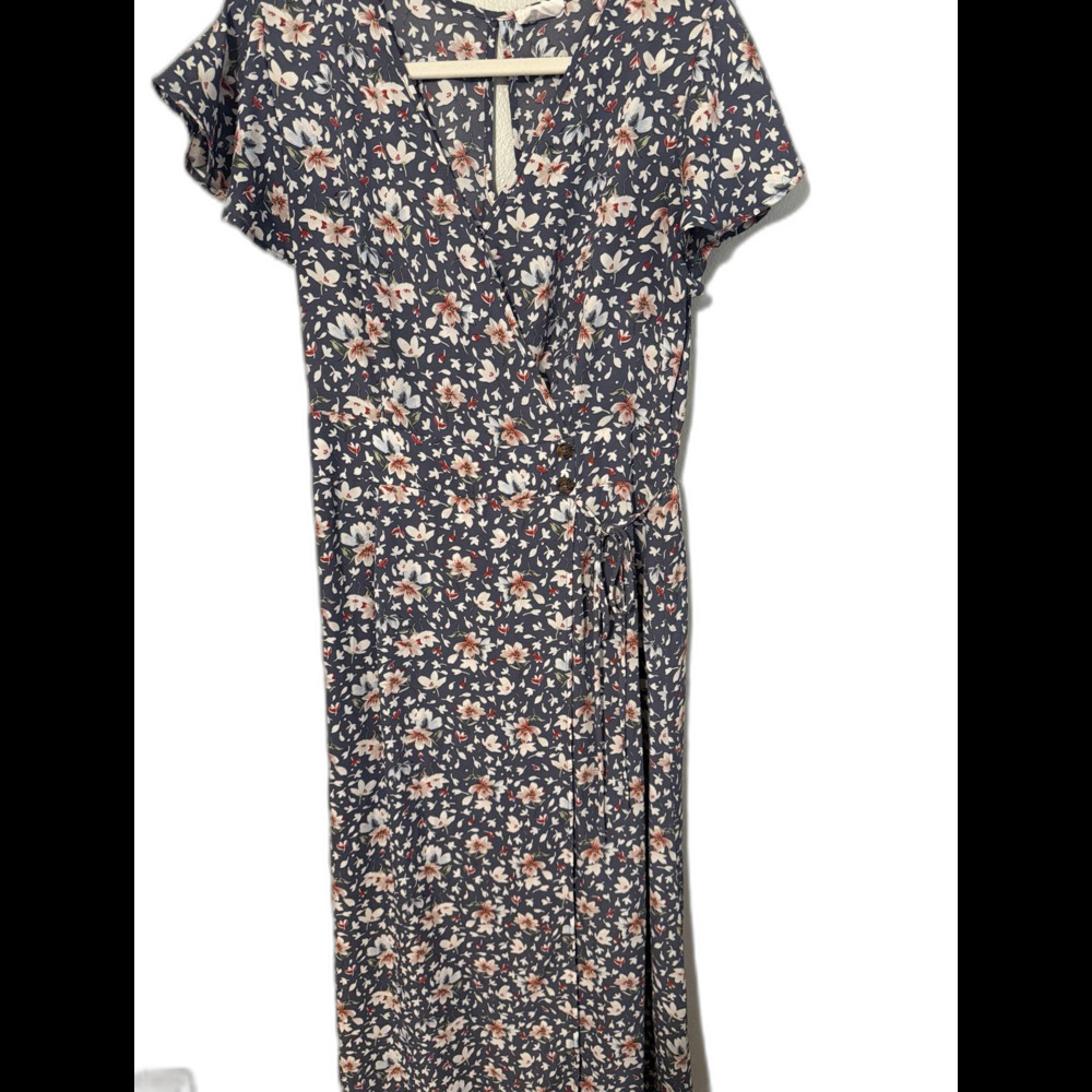 Women's Floral Print Short Sleeve Wrap Dress